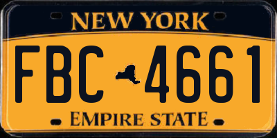 NY license plate FBC4661