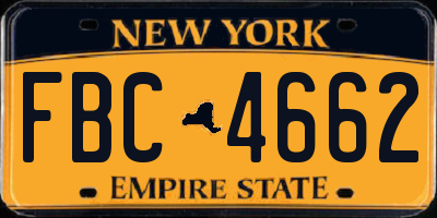NY license plate FBC4662