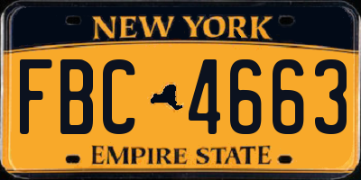 NY license plate FBC4663