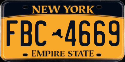 NY license plate FBC4669