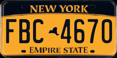 NY license plate FBC4670