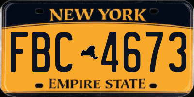 NY license plate FBC4673