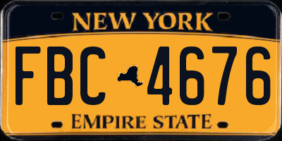 NY license plate FBC4676