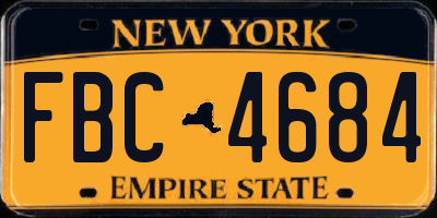 NY license plate FBC4684