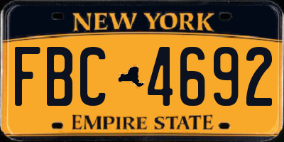 NY license plate FBC4692