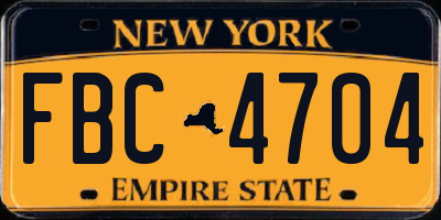 NY license plate FBC4704