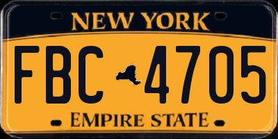 NY license plate FBC4705