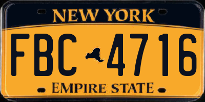 NY license plate FBC4716