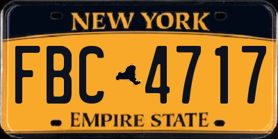 NY license plate FBC4717