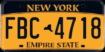 NY license plate FBC4718