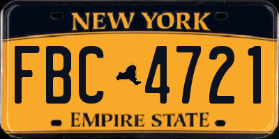 NY license plate FBC4721