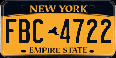 NY license plate FBC4722