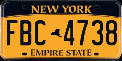 NY license plate FBC4738