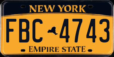 NY license plate FBC4743