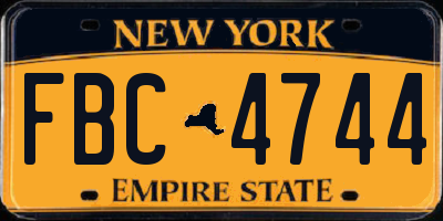 NY license plate FBC4744