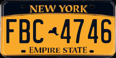 NY license plate FBC4746