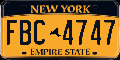 NY license plate FBC4747