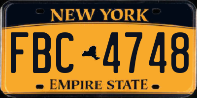 NY license plate FBC4748