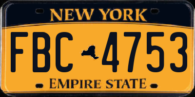 NY license plate FBC4753