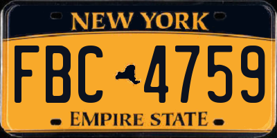 NY license plate FBC4759