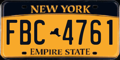 NY license plate FBC4761
