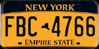 NY license plate FBC4766