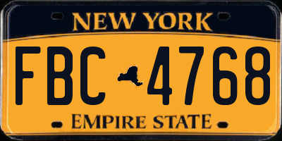 NY license plate FBC4768