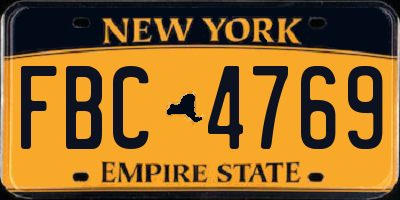 NY license plate FBC4769