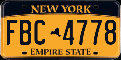 NY license plate FBC4778