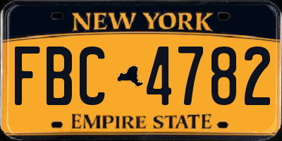 NY license plate FBC4782