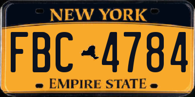 NY license plate FBC4784