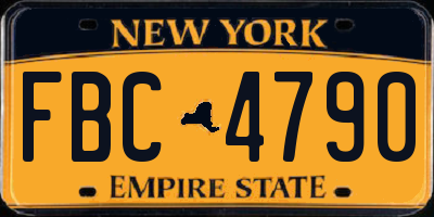 NY license plate FBC4790