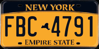 NY license plate FBC4791