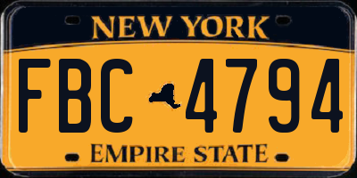 NY license plate FBC4794