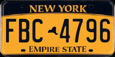 NY license plate FBC4796