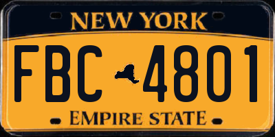 NY license plate FBC4801
