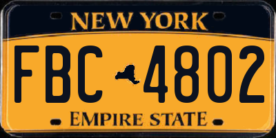 NY license plate FBC4802