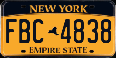 NY license plate FBC4838