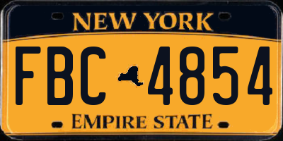 NY license plate FBC4854