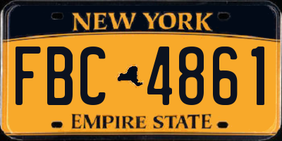 NY license plate FBC4861