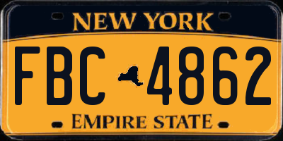 NY license plate FBC4862