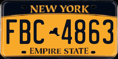 NY license plate FBC4863