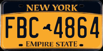 NY license plate FBC4864