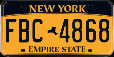 NY license plate FBC4868