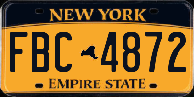 NY license plate FBC4872