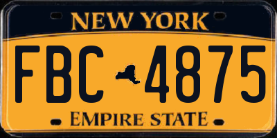 NY license plate FBC4875