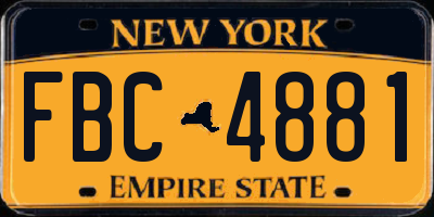 NY license plate FBC4881