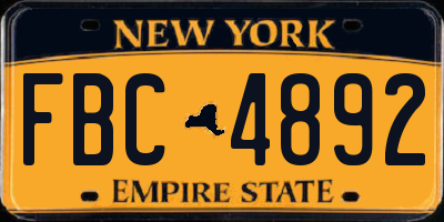 NY license plate FBC4892