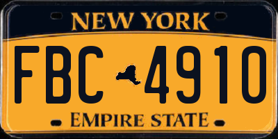 NY license plate FBC4910