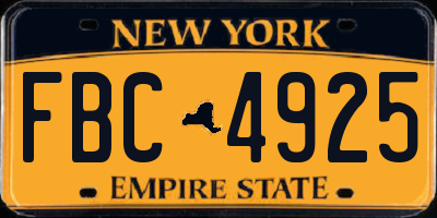 NY license plate FBC4925